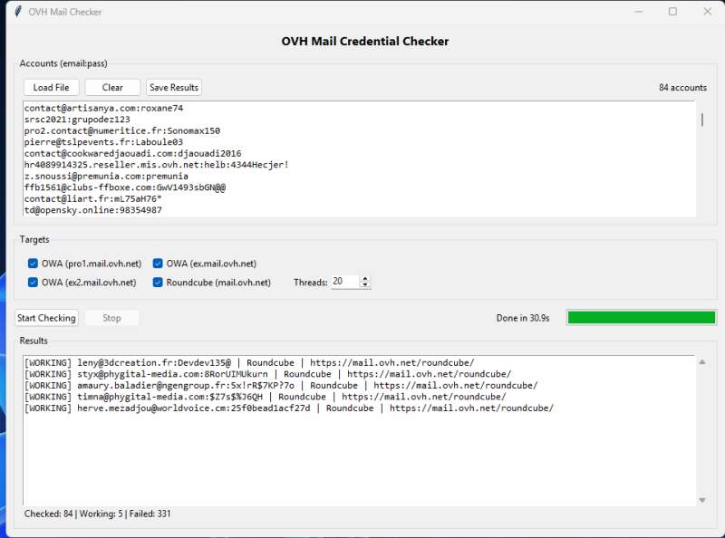 OVH Mail Checker No proxy - open source
